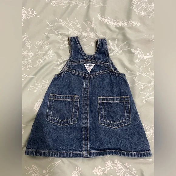 OshKosh B'gosh Denim Baby Overall Dress Cowgirls Wanted Embroidery Vintage 3/6MO - Picture 2 of 9